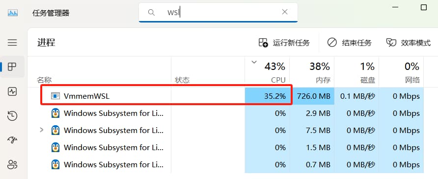 wsl 资源占用1